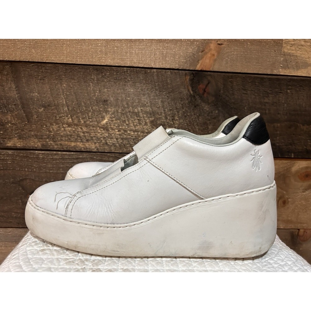 fly London Wedge Platform White Slip On Size 8.5/39